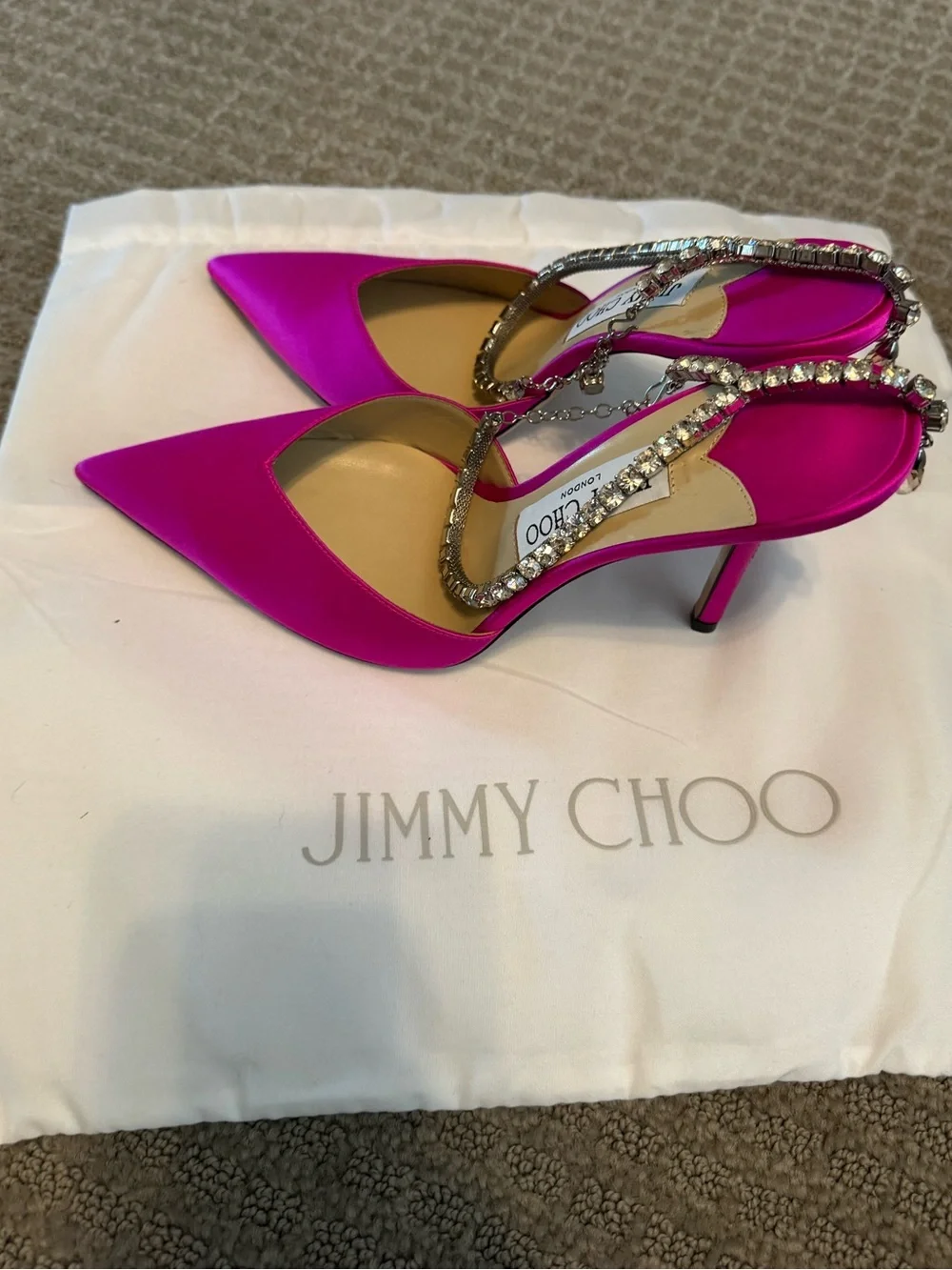 Jimmy Choo Saeda 100 mm Satin Heel. Size 38 - Picture 11 of 11